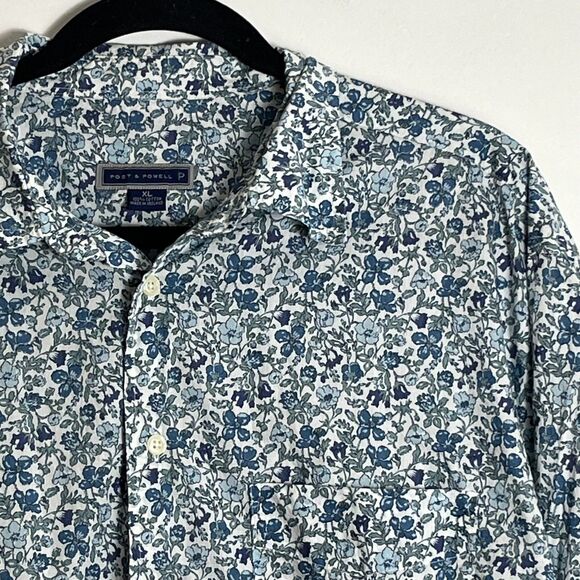 Post & Powell 100% Cotton Floral XL Lightweight Boho Ireland Button Dress Shirt - Picture 1 of 7